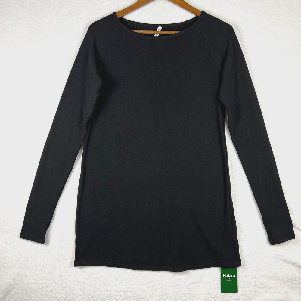 HALARA Long Black Tunic Style Top Women's Size S‎ Thumb Hole Stretchy Athleisure
